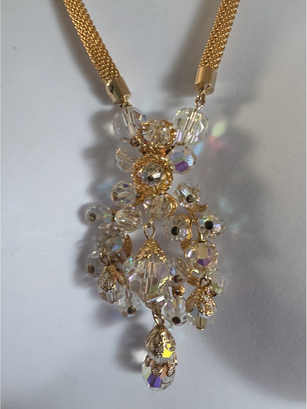Cascading Crystals Mesh Rope Necklace 20" Chain